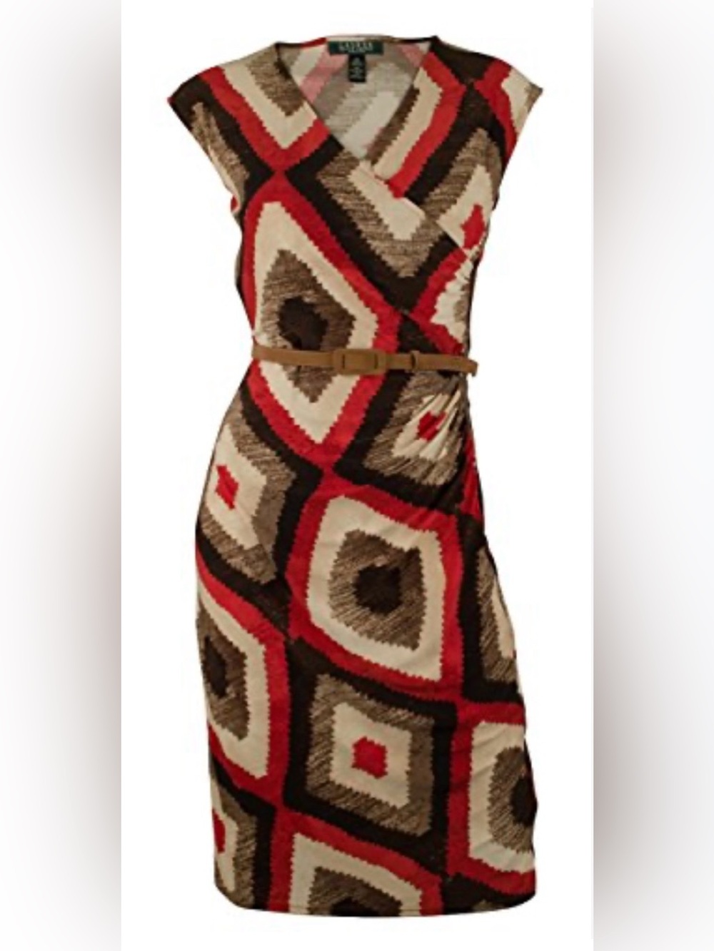 Lauren Ralph Lauren Sleeveless Midi Dress in Red, Black & Cream
